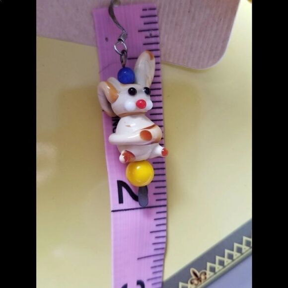 Artistic rabbit dangle earrings vintage funky quirky handmade fashion costume je - Picture 4 of 4